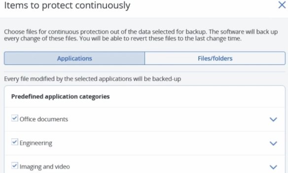 Kontinuierliche Datensicherung: Continuous Data Protection (DCP) (Acronis)